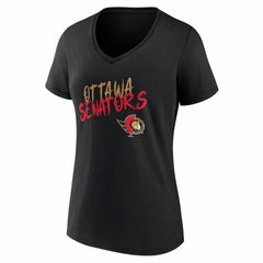 NHL,Custom Ottawa Senators Women's Hustle Personalized Name & Number V-Neck T-Shirt - Black