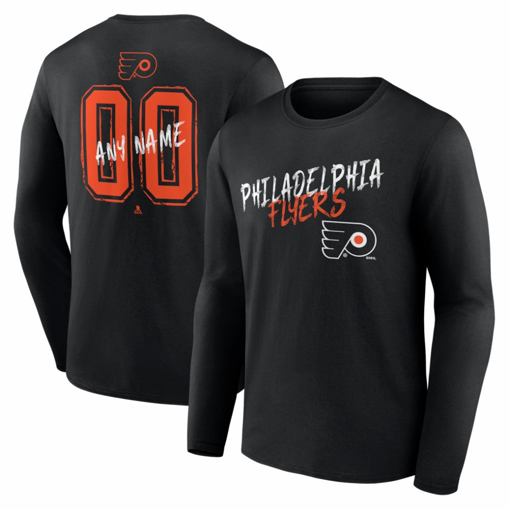 NHL,Custom Philadelphia Flyers Hustle Personalized Name & Number Long Sleeve T-Shirt - Black