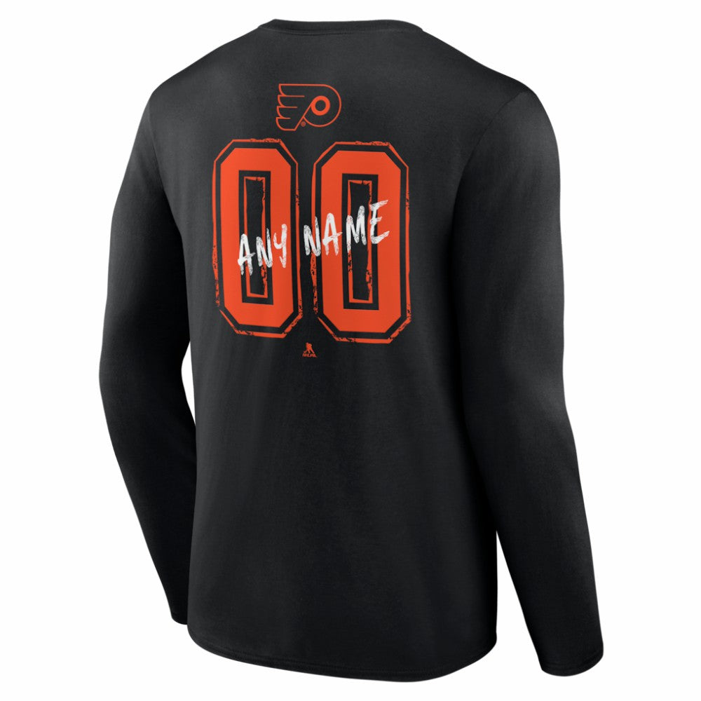 NHL,Custom Philadelphia Flyers Hustle Personalized Name & Number Long Sleeve T-Shirt - Black