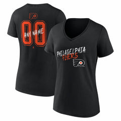 NHL,Custom Philadelphia Flyers Women's Hustle Personalized Name & Number V-Neck T-Shirt - Black