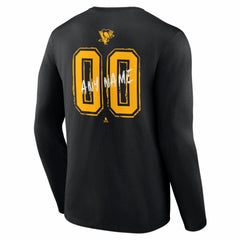 NHL,Custom Pittsburgh Penguins Hustle Personalized Name & Number Long Sleeve T-Shirt - Black