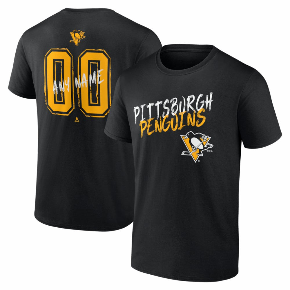 NHL,Custom Pittsburgh Penguins Hustle Personalized Name & Number T-Shirt - Black