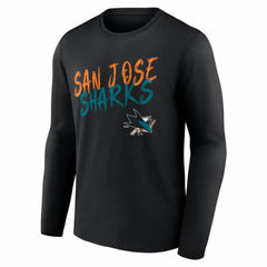 NHL,Custom San Jose Sharks Hustle Personalized Name & Number Long Sleeve T-Shirt - Black