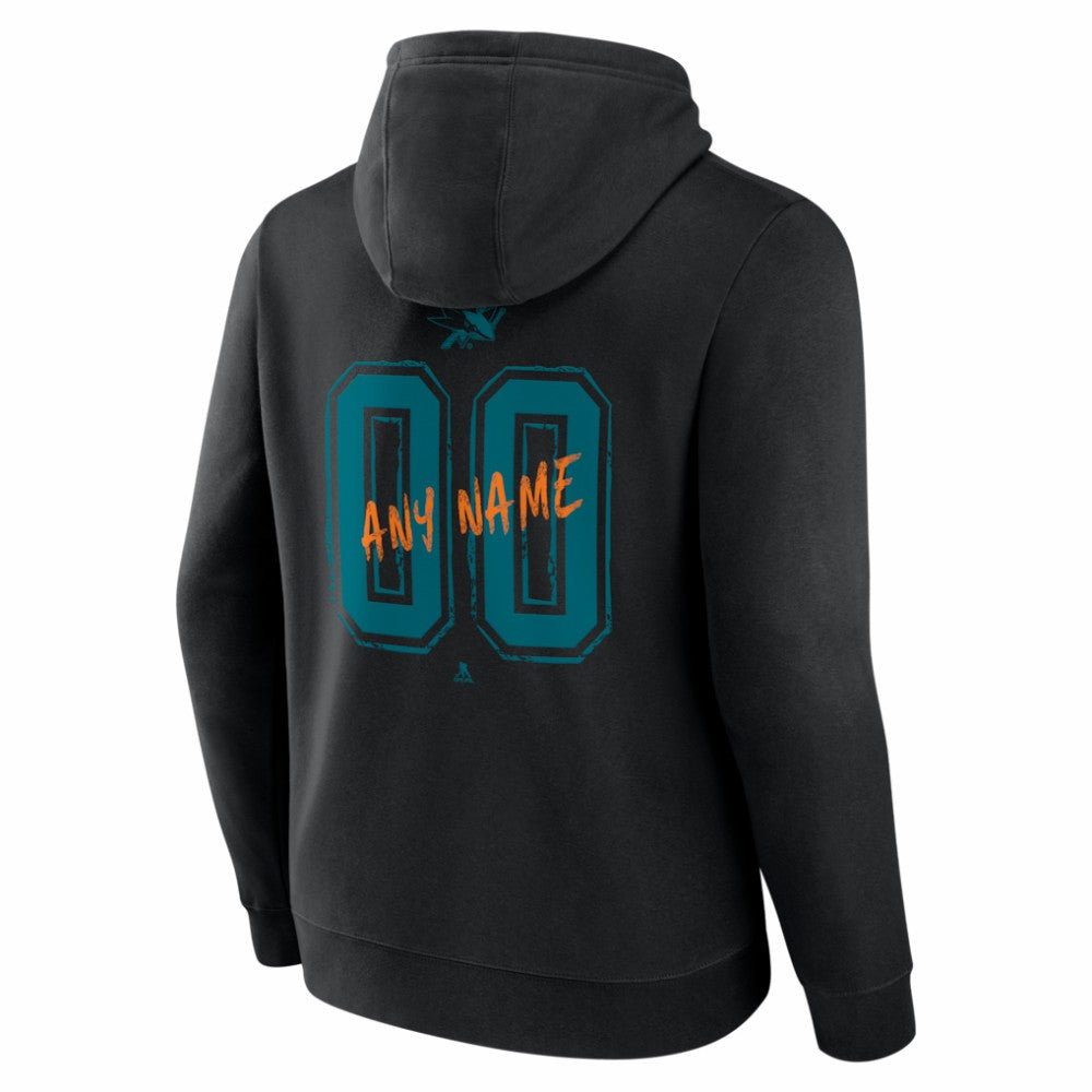 NHL,Custom San Jose Sharks Hustle Personalized Name & Number Hoodie - Black