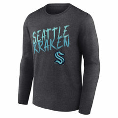 NHL,Custom Seattle Kraken Hustle Personalized Name & Number Long Sleeve T-Shirt - Charcoal