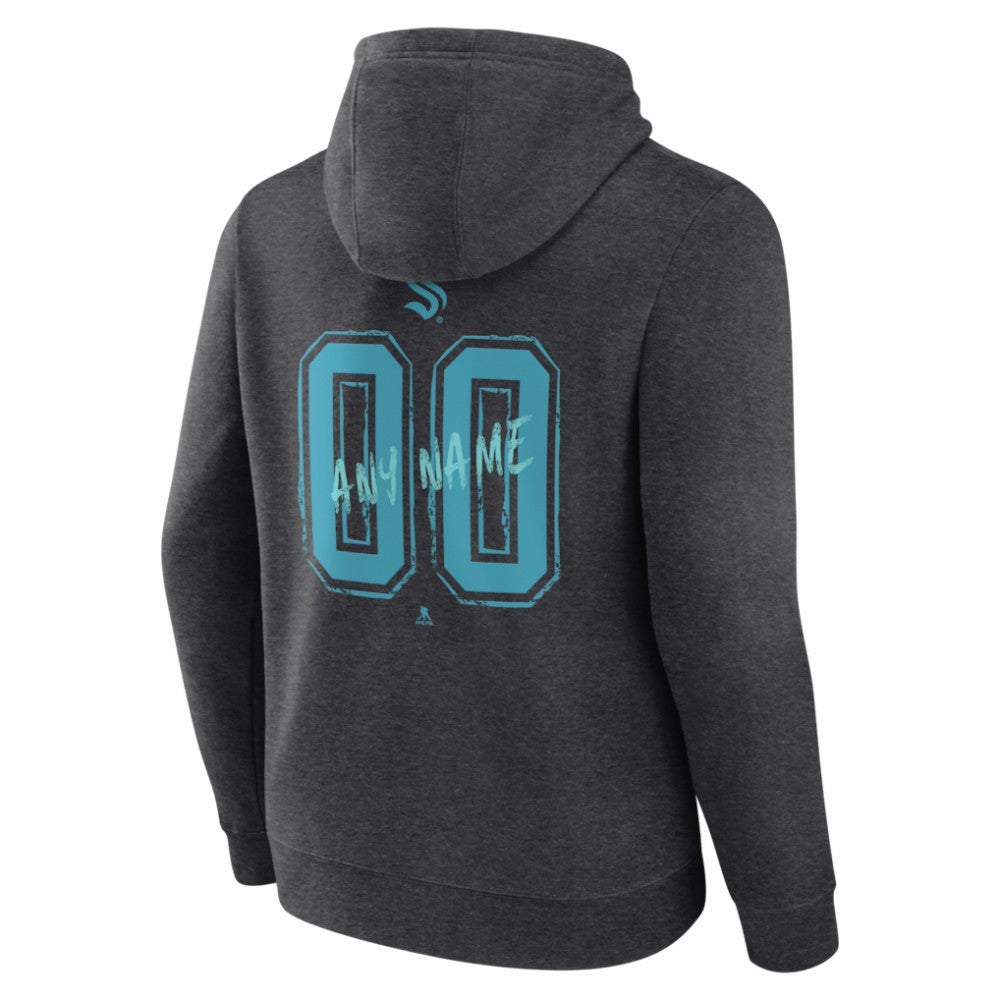 NHL,Custom Seattle Kraken Hustle Personalized Name & Number Hoodie - Charcoal
