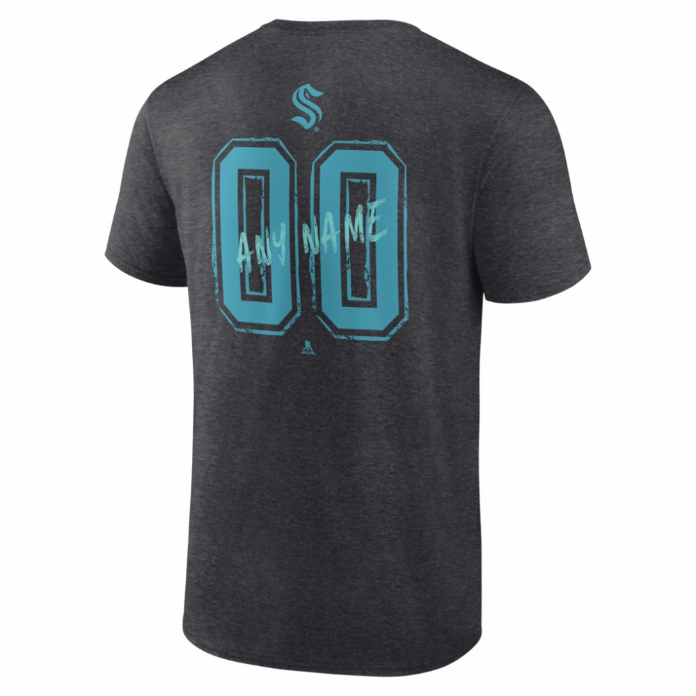 NHL,Custom Seattle Kraken Hustle Personalized Name & Number T-Shirt - Charcoal