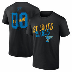 NHL,Custom St. Louis Blues Big & Tall Hustle Personalized Name & Number T-Shirt - Black