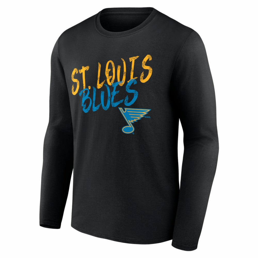 NHL,Custom St. Louis Blues Hustle Personalized Name & Number Long Sleeve T-Shirt - Black