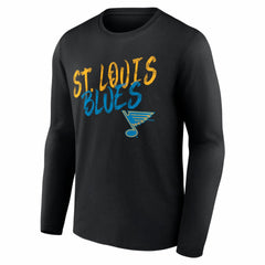 NHL,Custom St. Louis Blues Hustle Personalized Name & Number Long Sleeve T-Shirt - Black