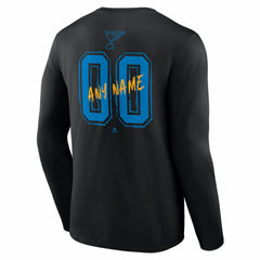 NHL,Custom St. Louis Blues Hustle Personalized Name & Number Long Sleeve T-Shirt - Black