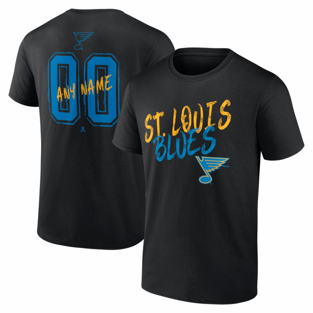 NHL,Custom St. Louis Blues Hustle Personalized Name & Number T-Shirt - Black