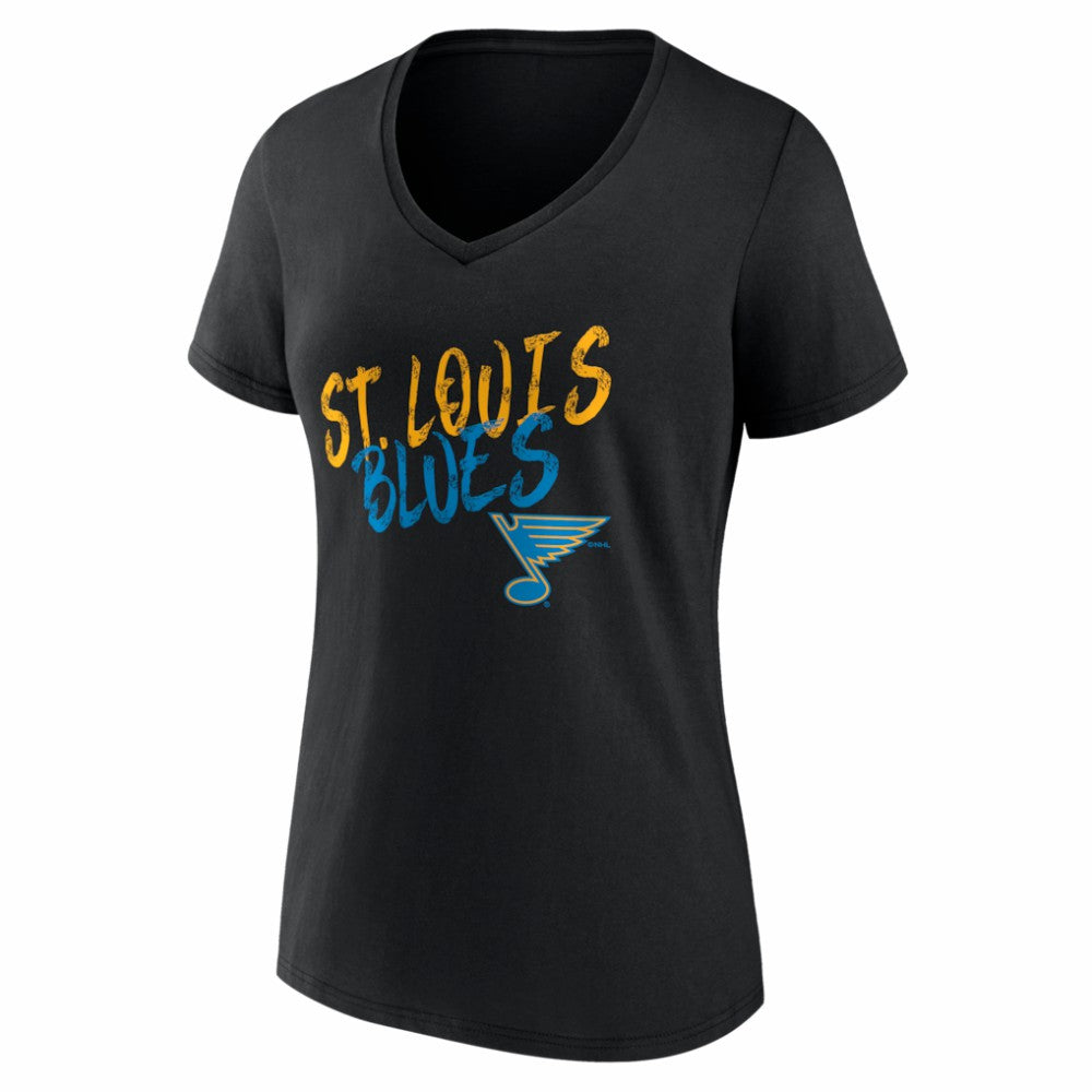 NHL,Custom St. Louis Blues Women's Hustle Personalized Name & Number V-Neck T-Shirt - Black