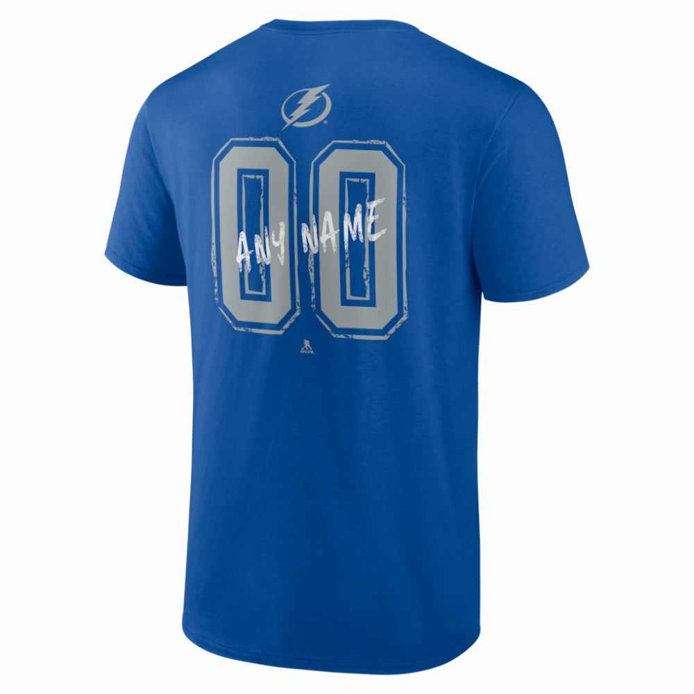 NHL,Custom Tampa Bay Lightning Big & Tall Hustle Personalized Name & Number T-Shirt - Blue
