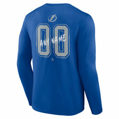 NHL,Custom Tampa Bay Lightning Hustle Personalized Name & Number Long Sleeve T-Shirt - Blue