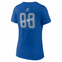 NHL,Custom Tampa Bay Lightning Women's Hustle Personalized Name & Number V-Neck T-Shirt - Blue