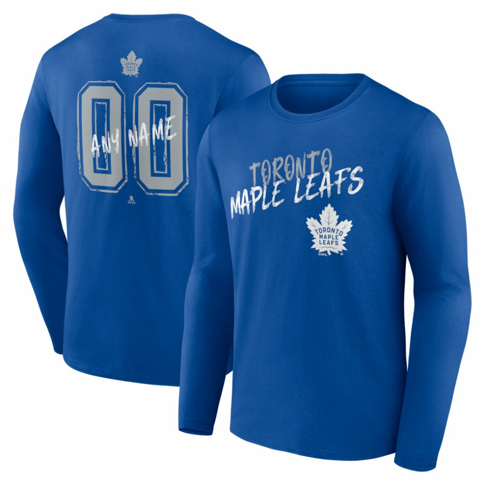 NHL,Custom Toronto Maple Leafs Hustle Personalized Name & Number Long Sleeve T-Shirt - Blue