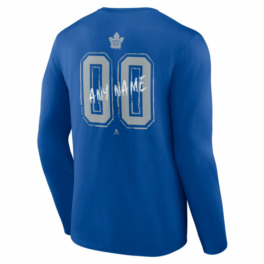 NHL,Custom Toronto Maple Leafs Hustle Personalized Name & Number Long Sleeve T-Shirt - Blue