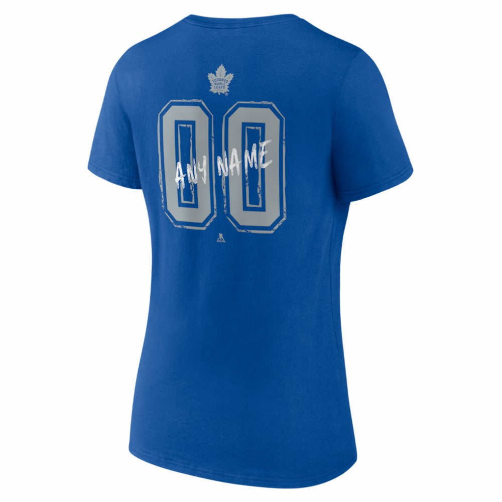 NHL,Custom Toronto Maple Leafs Women's Hustle Personalized Name & Number V-Neck T-Shirt - Blue