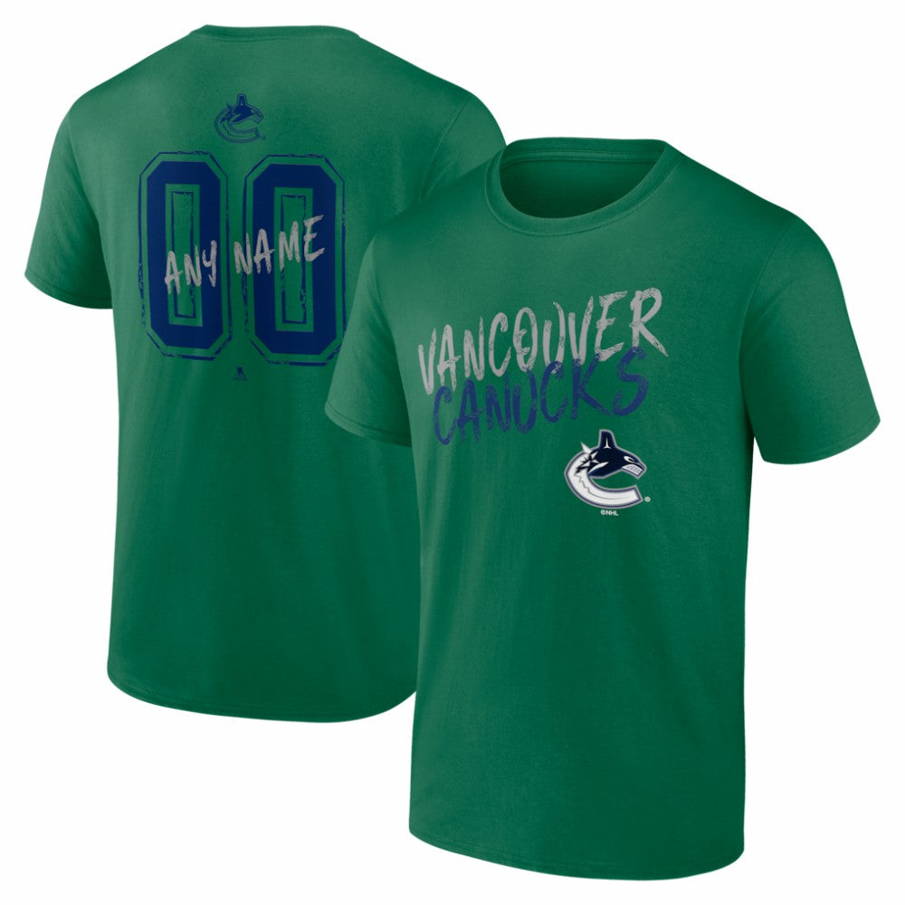 NHL,Custom Vancouver Canucks Hustle Personalized Name & Number T-Shirt - Green