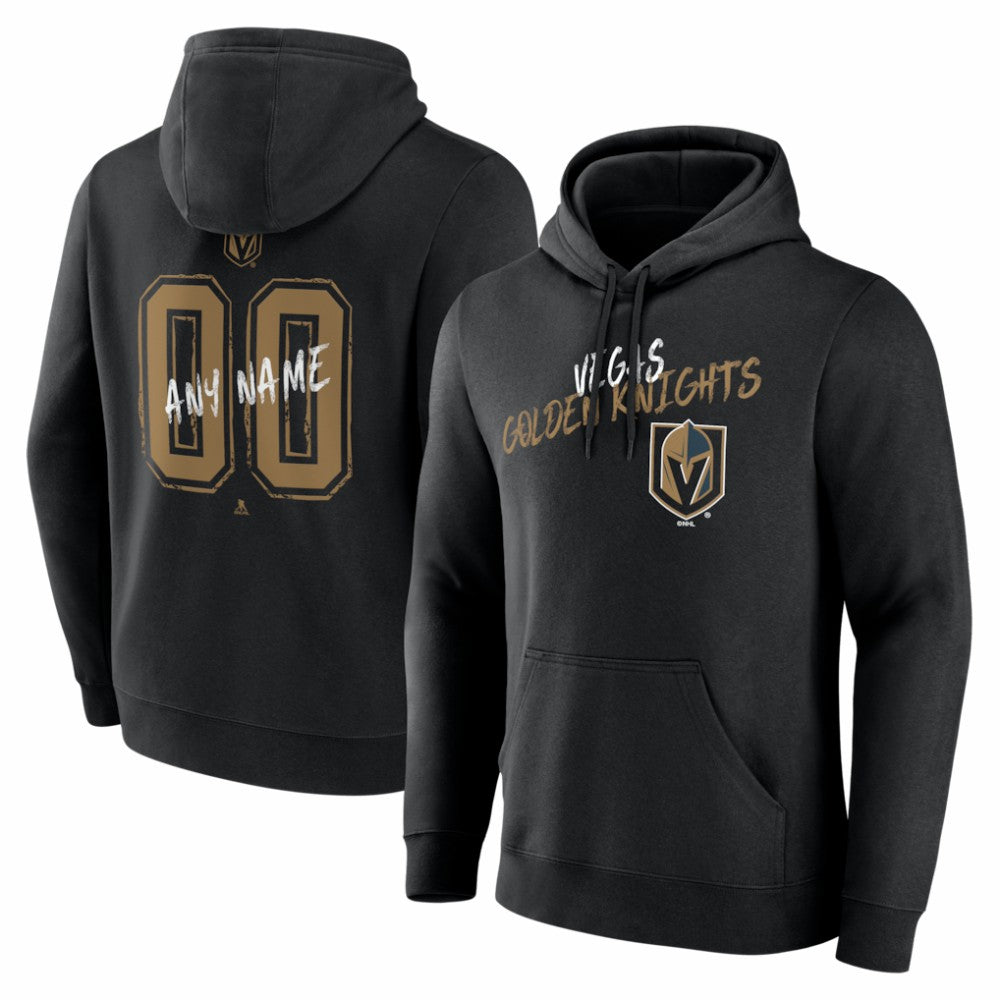 NHL,Custom Vegas Golden Knights Big & Tall Hustle Personalized Name & Number Hoodie - Black