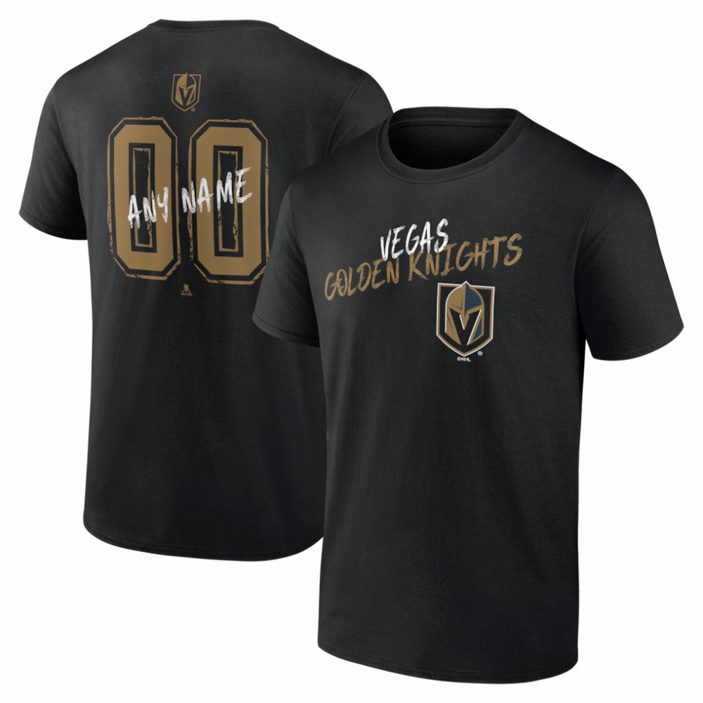 NHL,Custom Vegas Golden Knights Big & Tall Hustle Personalized Name & Number T-Shirt - Black
