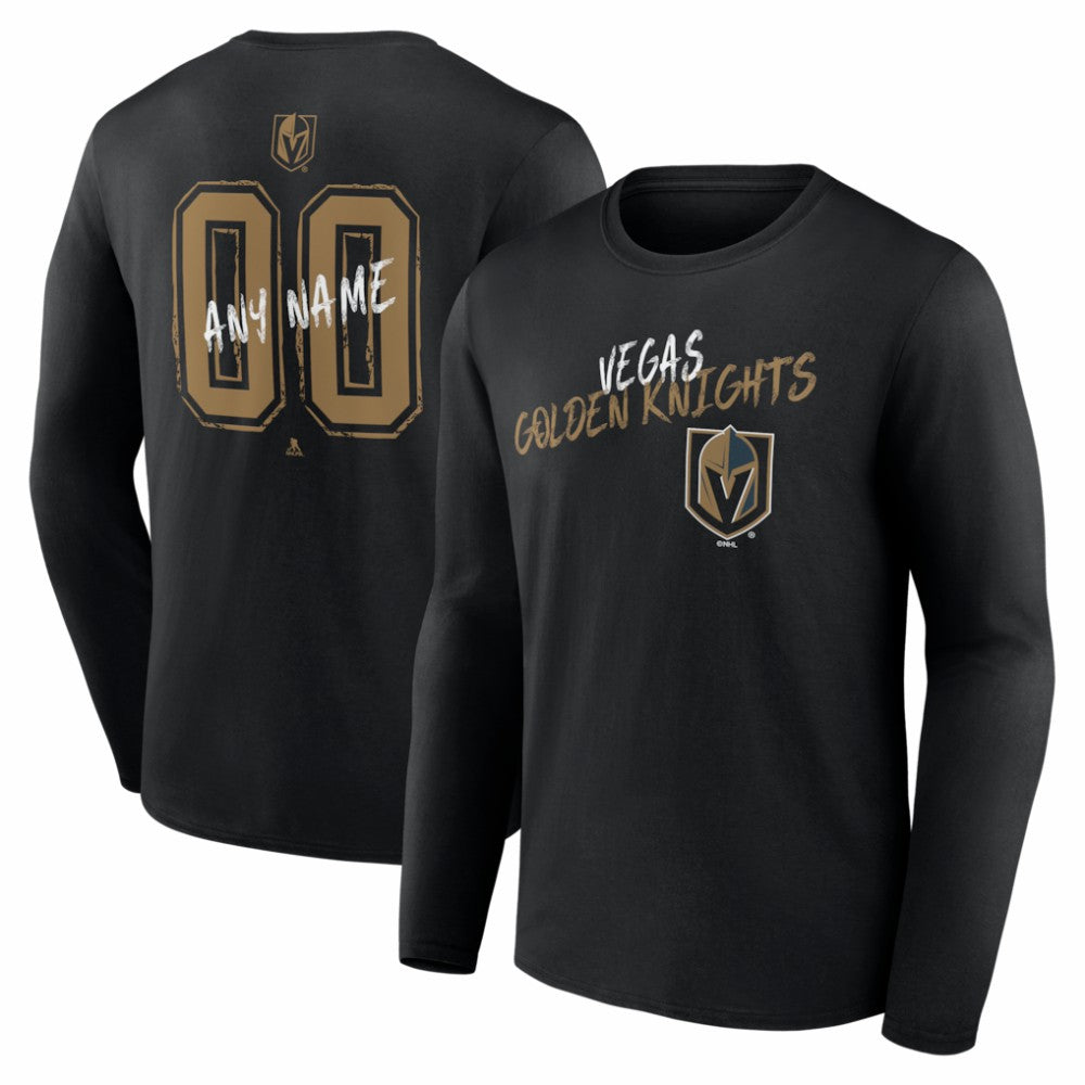 NHL,Custom Vegas Golden Knights Hustle Personalized Name & Number Long Sleeve T-Shirt - Black