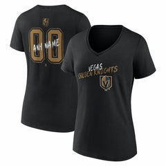 NHL,Custom Vegas Golden Knights Women's Hustle Personalized Name & Number V-Neck T-Shirt - Black