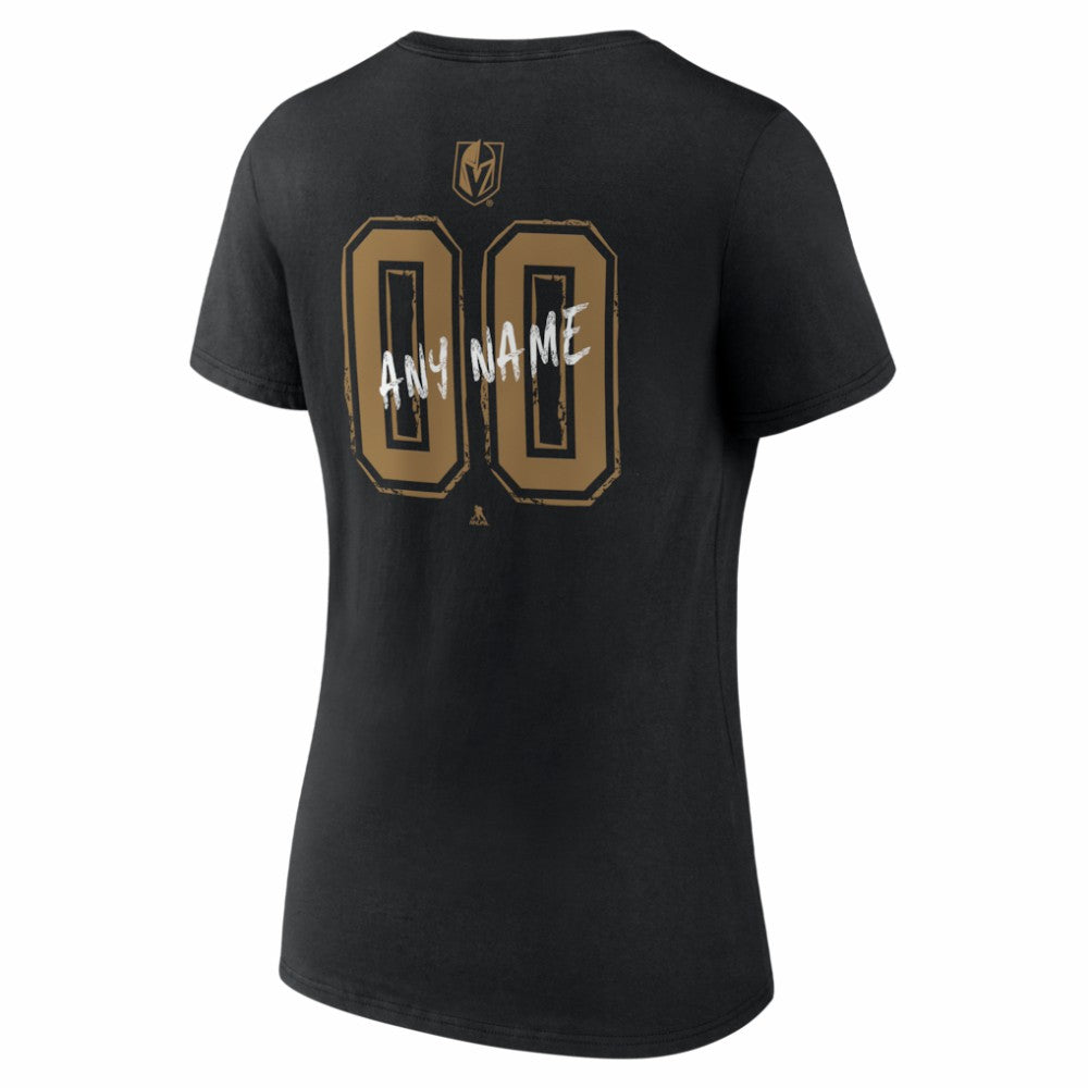 NHL,Custom Vegas Golden Knights Women's Hustle Personalized Name & Number V-Neck T-Shirt - Black