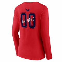 NHL,Custom Washington Capitals Women's Hustle Personalized Name & Number Long Sleeve V-Neck T-Shirt - Red