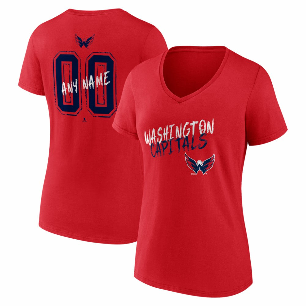 NHL,Custom Washington Capitals Women's Hustle Personalized Name & Number V-Neck T-Shirt - Red