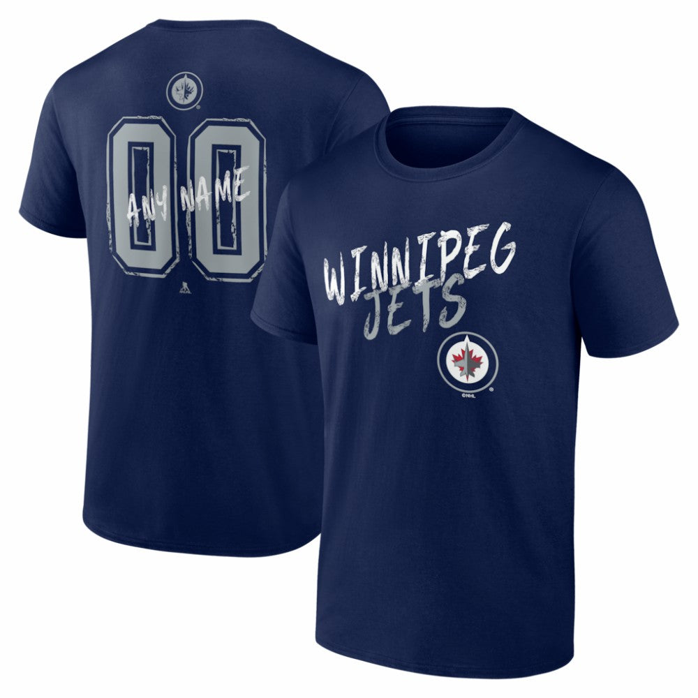 NHL,Custom Winnipeg Jets Big & Tall Hustle Personalized Name & Number T-Shirt - Navy