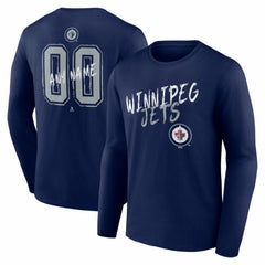 NHL,Custom Winnipeg Jets Hustle Personalized Name & Number Long Sleeve T-Shirt - Navy