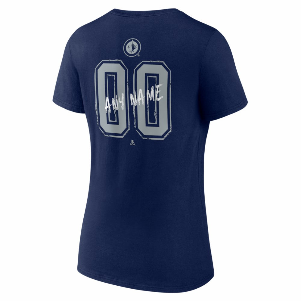 NHL,Custom Winnipeg Jets Women's Hustle Personalized Name & Number V-Neck T-Shirt - Navy