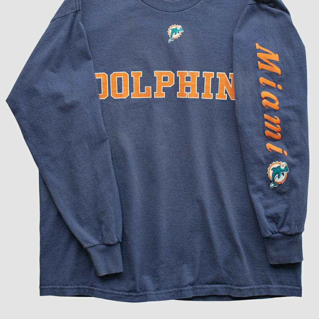 Miami Dolphins NFL 2000s Long Sleeve T-shirt Navy Vintage