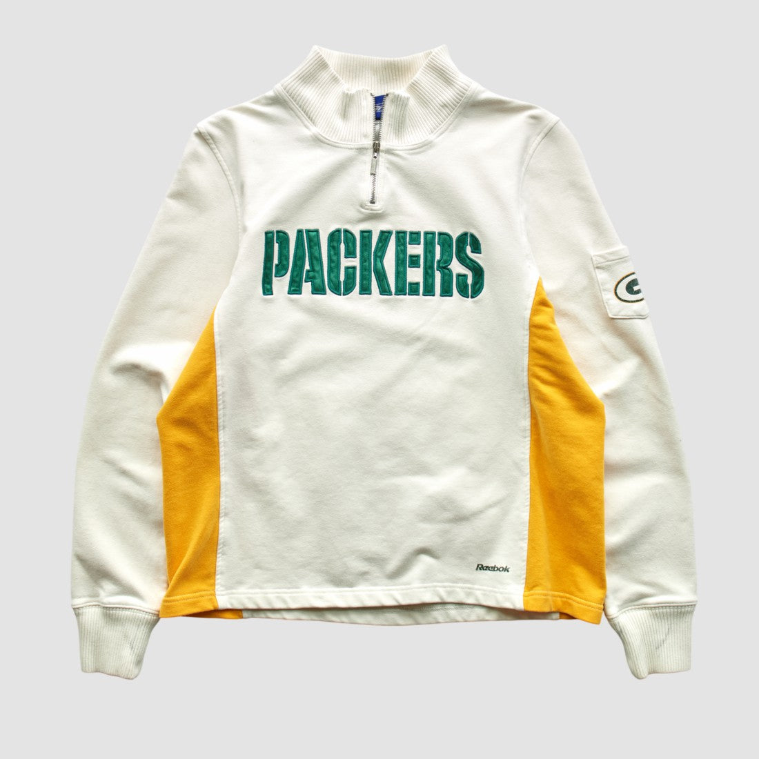 Green Bay Packers Reebok 2000s 1/4 Zip Sweatshirt White Vintage