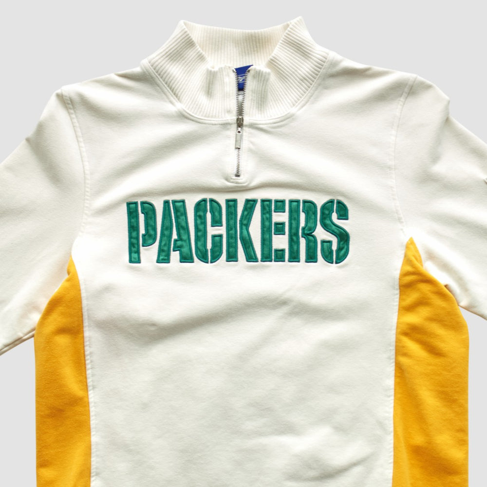 Green Bay Packers Reebok 2000s 1/4 Zip Sweatshirt White Vintage