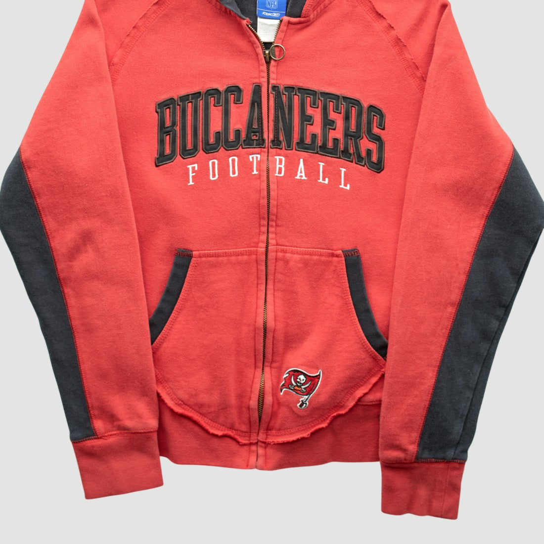 Tampa Bay Buccaneers Reebok 2000s Hooded Full Zip Sweatshirt Red Vintage