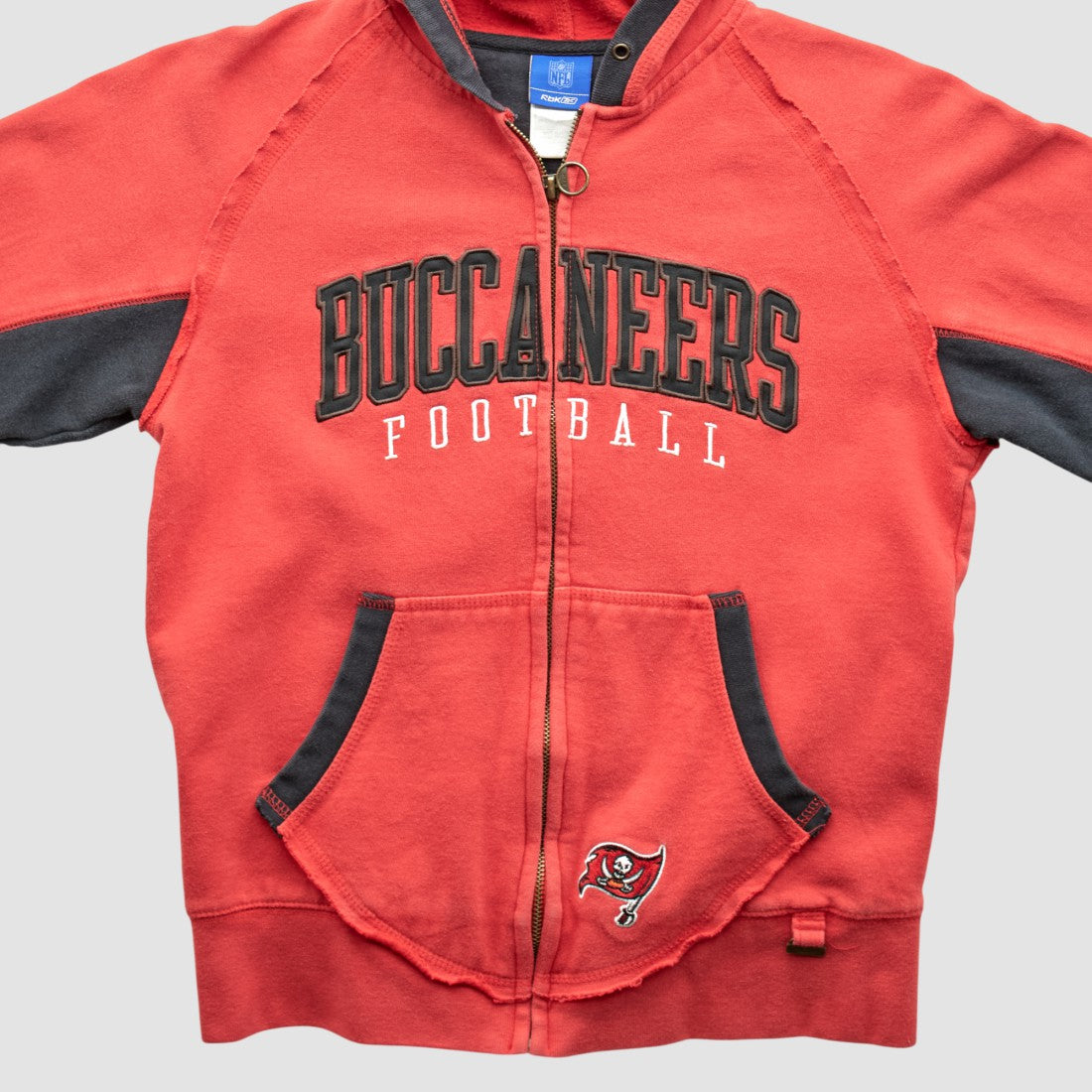 Tampa Bay Buccaneers Reebok 2000s Hooded Full Zip Sweatshirt Red Vintage