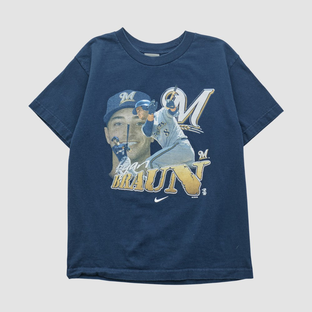 Ryan Braun Nike 2010s T-shirt - Navy - Yth L by Fanatics Real Vintage T-shirts