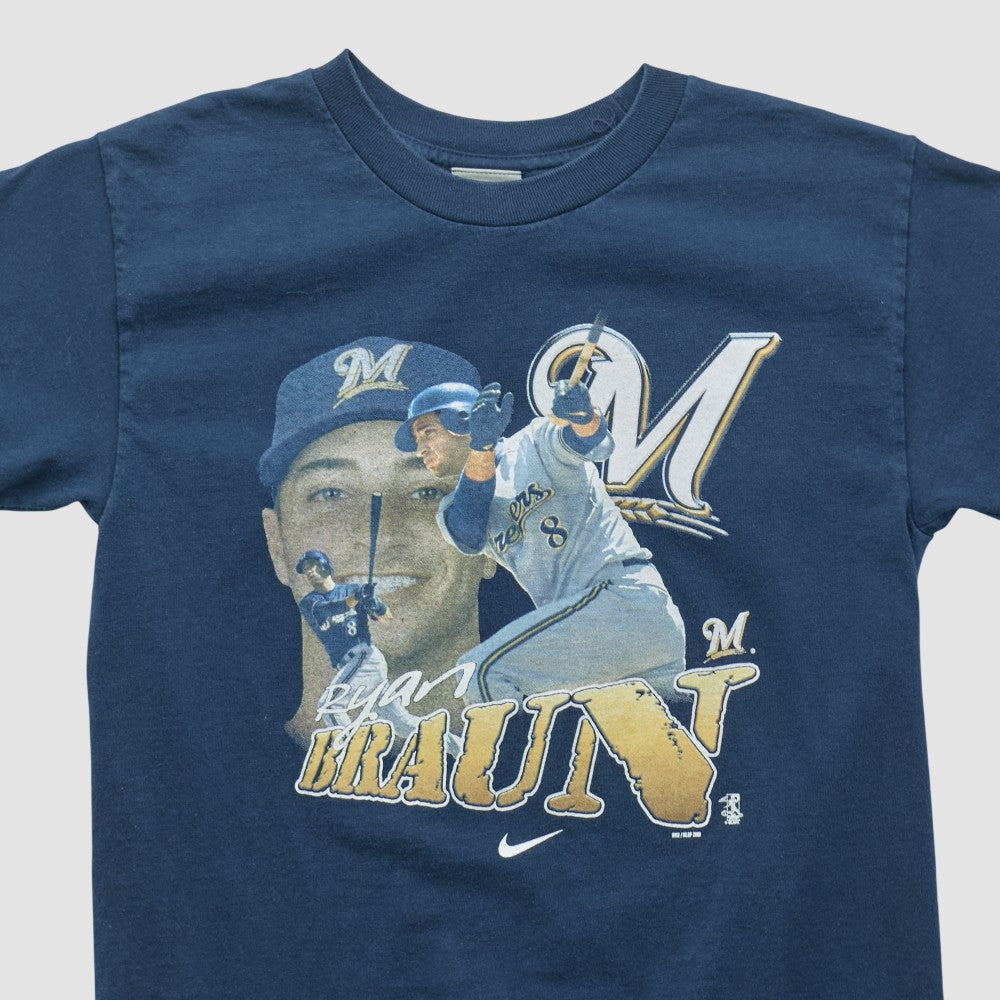 Ryan Braun Nike 2010s T-shirt - Navy - Yth L by Fanatics Real Vintage T-shirts