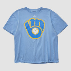 Milwaukee Brewers Majestic 2000s T-shirt - Light Blue - L by Fanatics Real Vintage T-shirts