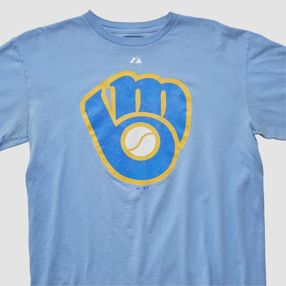 Milwaukee Brewers Majestic 2000s T-shirt - Light Blue - L by Fanatics Real Vintage T-shirts