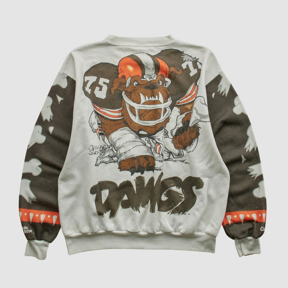 Cleveland Browns Chalk Line 90s Pullover Sweatshirt White Vintage