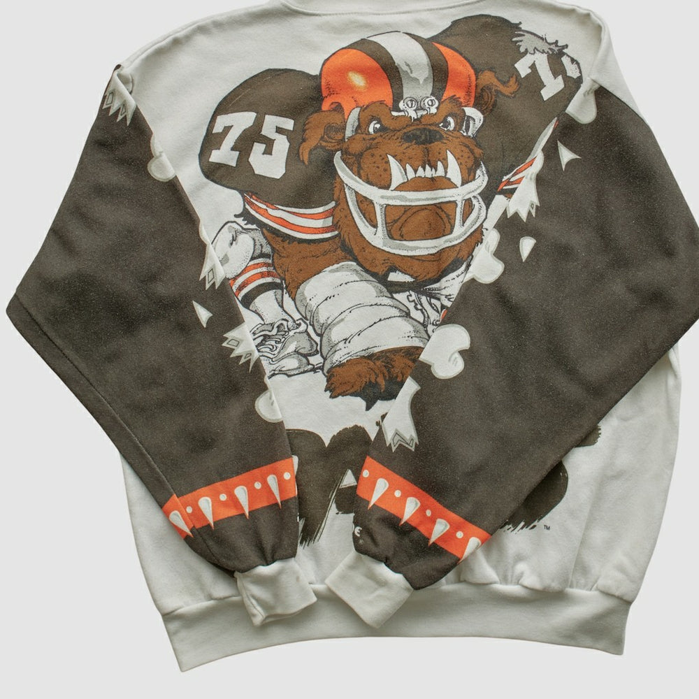 Cleveland Browns Chalk Line 90s Pullover Sweatshirt White Vintage