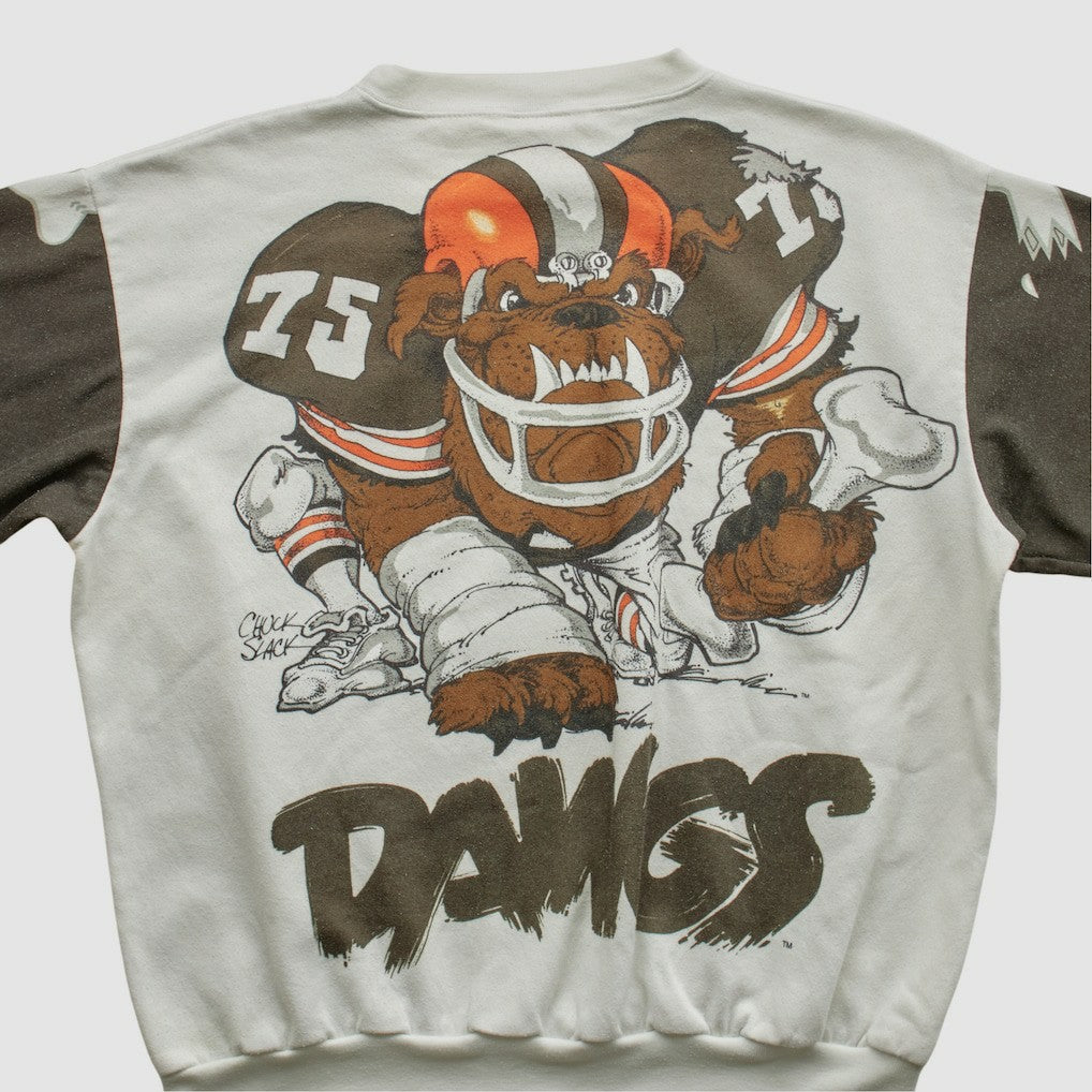 Cleveland Browns Chalk Line 90s Pullover Sweatshirt White Vintage