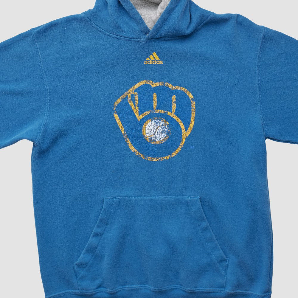 Milwaukee Brewers Adidas 2010s Hooded Pullover Sweatshirt - Blue - XS by Fanatics Real Vintage Pullover