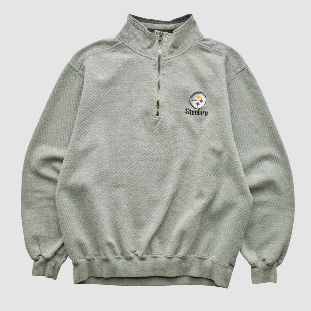 Pittsburgh Steelers Lee Sport 90s 1/4 Zip Sweatshirt Heather Gray Vintage