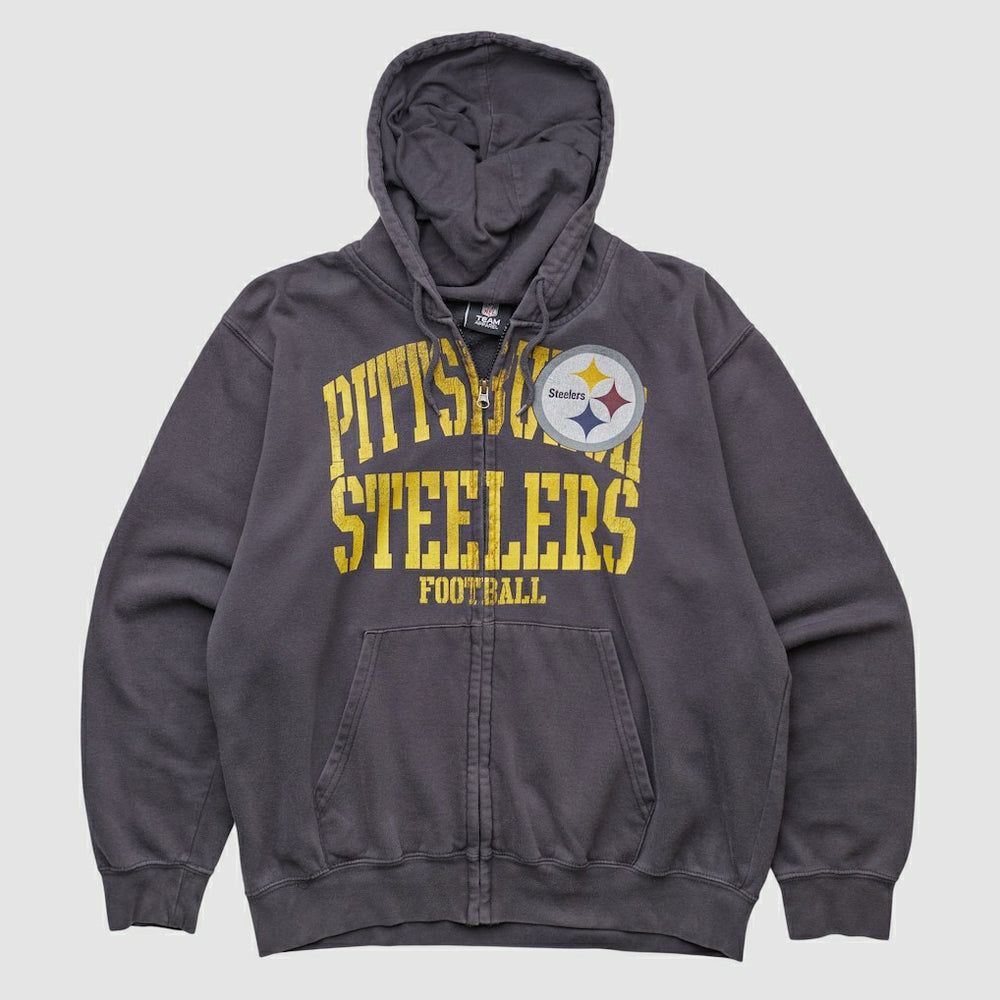 Pittsburgh Steelers NFL 2010s Hooded Full Zip Sweatshirt Gray Vintage