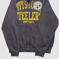 Pittsburgh Steelers NFL 2010s Hooded Full Zip Sweatshirt Gray Vintage
